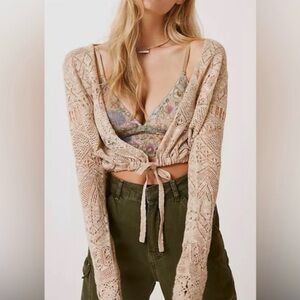 Anthropologie Beige Crochet Crop Top